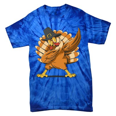 Thanksgiving Turkey Dabbing Cartoon Holiday Dab Funny Gift Tie-Dye T-Shirt