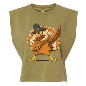 Thanksgiving Turkey Dabbing Cartoon Holiday Dab Funny Gift Garment-Dyed Women's Muscle Tee