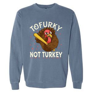 Thanksgiving Turkey Design Tofurky Present Garment-Dyed Sweatshirt