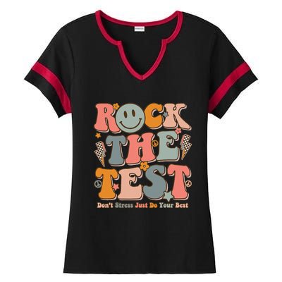 Teachers Test Day Teacher Rock The Test Ladies Halftime Notch Neck Tee