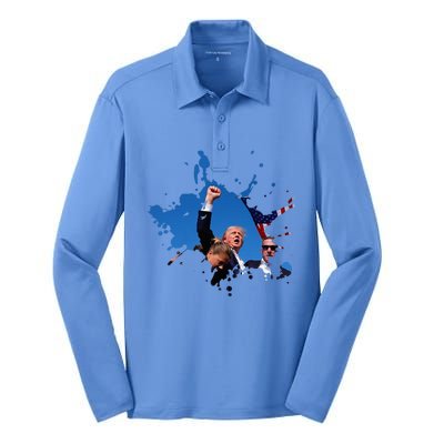 Triumphant Trump Defend Democracy Political Silk Touch Performance Long Sleeve Polo