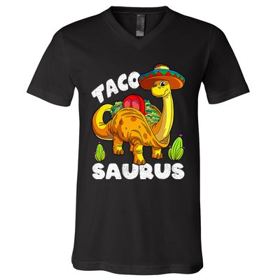 Tacosaurus Taco Dinosaur Funny Dino Cinco De Mayo Mexican V-Neck T-Shirt