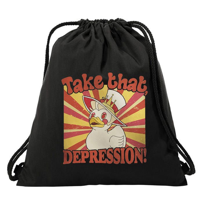 Take That Depression Duck Lucifer Duck Retro Vintage Drawstring Bag
