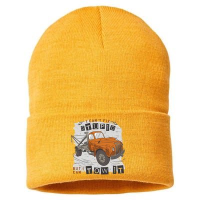 Tow Truck Driver I Can't Fix Stupid But I Can Tow It Sustainable Knit Beanie