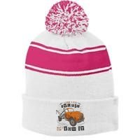 Tow Truck Driver I Can't Fix Stupid But I Can Tow It Stripe Pom Pom Beanie