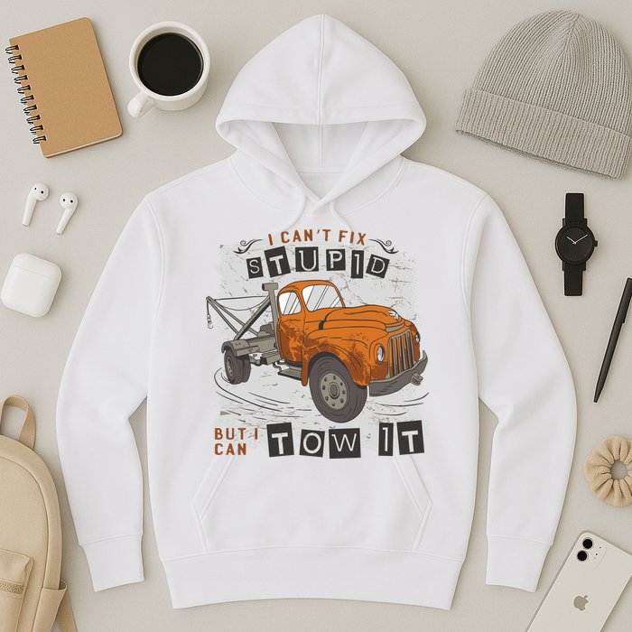Tow Truck Driver I Can't Fix Stupid But I Can Tow It Hoodie