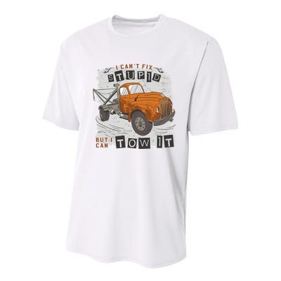Tow Truck Driver I Can't Fix Stupid But I Can Tow It Youth Performance Sprint T-Shirt