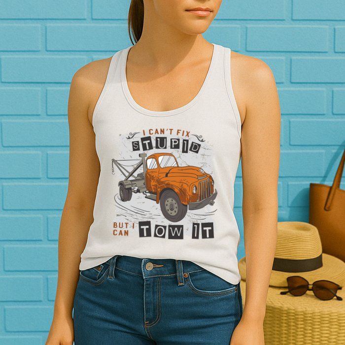 Tow Truck Driver I Can't Fix Stupid But I Can Tow It Womens Tank Top