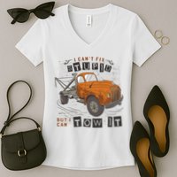 Tow Truck Driver I Can't Fix Stupid But I Can Tow It Women's V-Neck T-Shirt