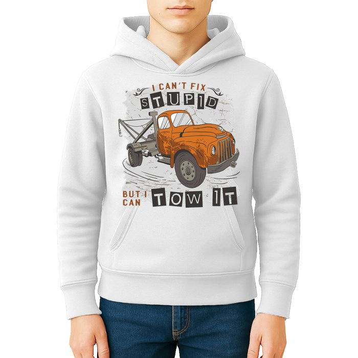 Tow Truck Driver I Can't Fix Stupid But I Can Tow It Kids Hoodie