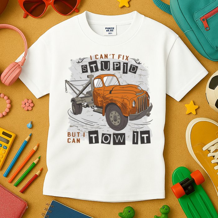 Tow Truck Driver I Can't Fix Stupid But I Can Tow It Kids T-Shirt