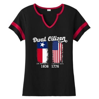 True Texan Dual Citizen Patriot Love Texas And America Ladies Halftime Notch Neck Tee