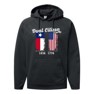 True Texan Dual Citizen Patriot Love Texas And America Performance Fleece Hoodie