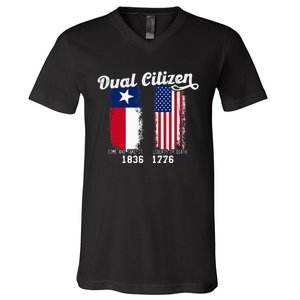 True Texan Dual Citizen Patriot Love Texas And America V-Neck T-Shirt