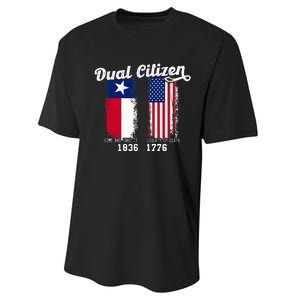 True Texan Dual Citizen Patriot Love Texas And America Performance Sprint T-Shirt