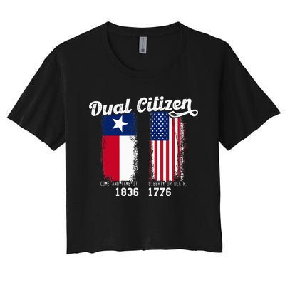 True Texan Dual Citizen Patriot Love Texas And America Women's Crop Top Tee