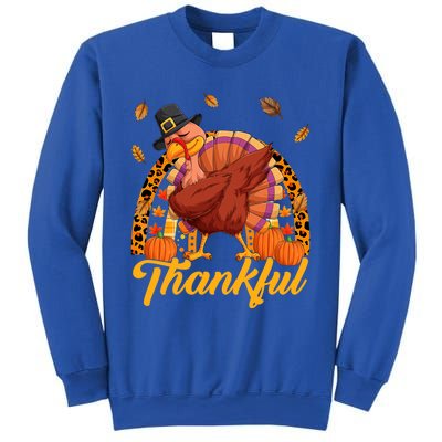 Thankful Turkey Dabbing Leopard Rainbow Fall Thanksgiving Gift Sweatshirt