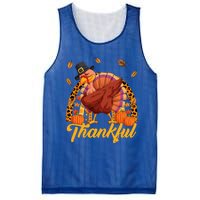 Thankful Turkey Dabbing Leopard Rainbow Fall Thanksgiving Gift Mesh Reversible Basketball Jersey Tank