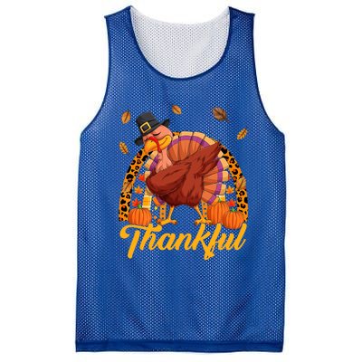 Thankful Turkey Dabbing Leopard Rainbow Fall Thanksgiving Gift Mesh Reversible Basketball Jersey Tank