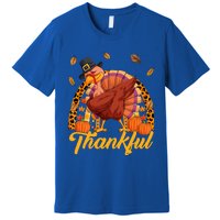 Thankful Turkey Dabbing Leopard Rainbow Fall Thanksgiving Gift Premium T-Shirt