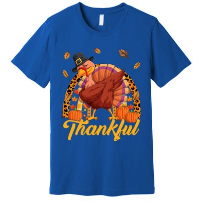 Thankful Turkey Dabbing Leopard Rainbow Fall Thanksgiving Gift Premium T-Shirt