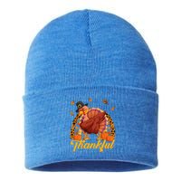 Thankful Turkey Dabbing Leopard Rainbow Fall Thanksgiving Gift Sustainable Knit Beanie