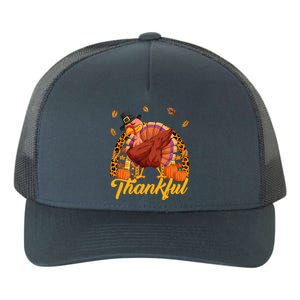 Thankful Turkey Dabbing Leopard Rainbow Fall Thanksgiving Gift Yupoong Adult 5-Panel Trucker Hat