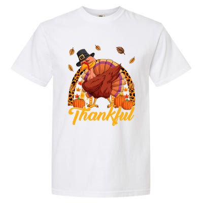 Thankful Turkey Dabbing Leopard Rainbow Fall Thanksgiving Gift Garment-Dyed Heavyweight T-Shirt