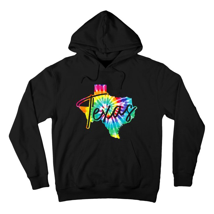 Texas Tie Dye State Map Pride Hippie Vintage Retro Hoodie