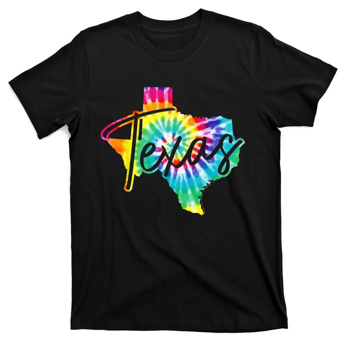 Texas Tie Dye State Map Pride Hippie Vintage Retro T-Shirt