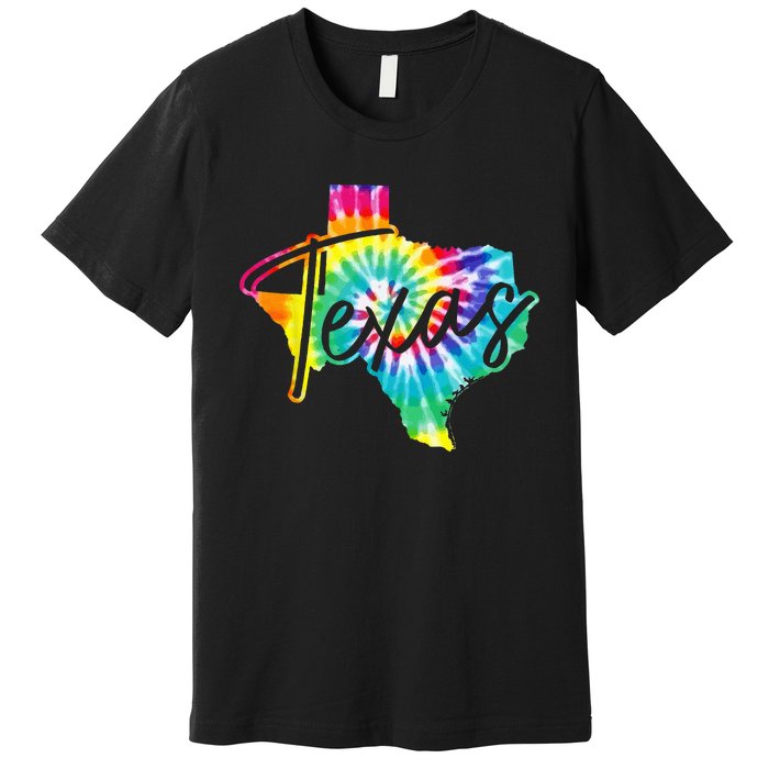 Texas Tie Dye State Map Pride Hippie Vintage Retro Premium T-Shirt