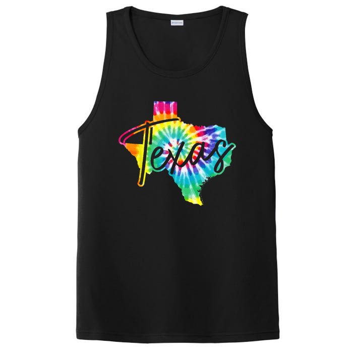 Texas Tie Dye State Map Pride Hippie Vintage Retro PosiCharge Competitor Tank