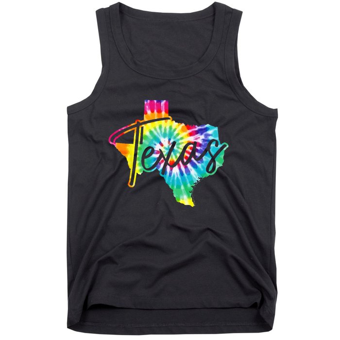 Texas Tie Dye State Map Pride Hippie Vintage Retro Tank Top