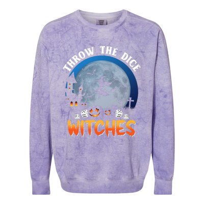 Throw The Dice Witches Bunco Party Funny Halloween Costume Colorblast Crewneck Sweatshirt