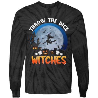 Throw The Dice Witches Bunco Party Funny Halloween Costume Tie-Dye Long Sleeve Shirt