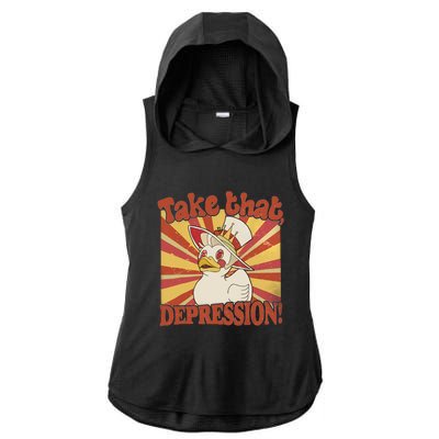 Take That Depression Duck Lucifer Duck Retro Vintage Ladies PosiCharge Tri-Blend Wicking Draft Hoodie Tank