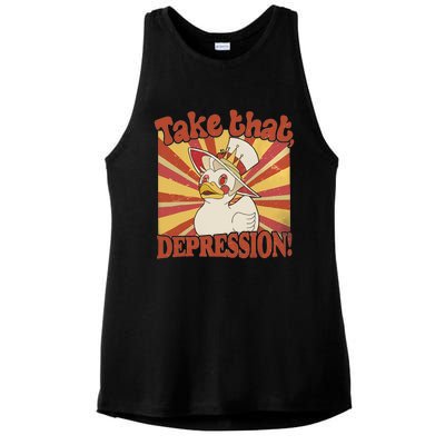 Take That Depression Duck Lucifer Duck Retro Vintage Ladies PosiCharge Tri-Blend Wicking Tank