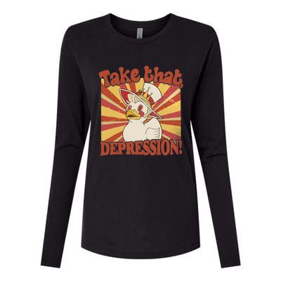 Take That Depression Duck Lucifer Duck Retro Vintage Womens Cotton Relaxed Long Sleeve T-Shirt