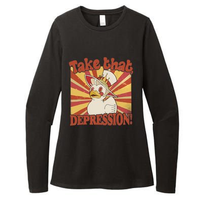 Take That Depression Duck Lucifer Duck Retro Vintage Womens CVC Long Sleeve Shirt