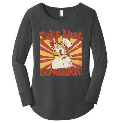 Take That Depression Duck Lucifer Duck Retro Vintage Women's Perfect Tri Tunic Long Sleeve Shirt