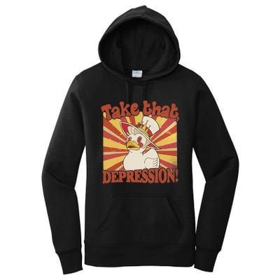 Take That Depression Duck Lucifer Duck Retro Vintage Women's Pullover Hoodie