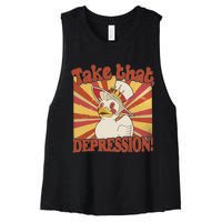 Take That Depression Duck Lucifer Duck Retro Vintage Women's Racerback Cropped Tank