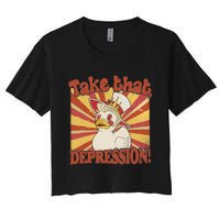 Take That Depression Duck Lucifer Duck Retro Vintage Women's Crop Top Tee