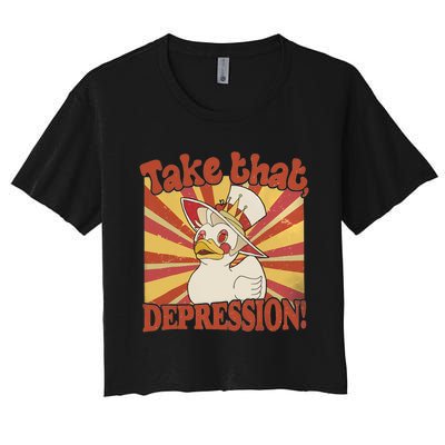 Take That Depression Duck Lucifer Duck Retro Vintage Women's Crop Top Tee