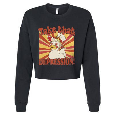 Take That Depression Duck Lucifer Duck Retro Vintage Cropped Pullover Crew