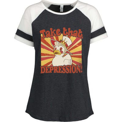 Take That Depression Duck Lucifer Duck Retro Vintage Enza Ladies Jersey Colorblock Tee