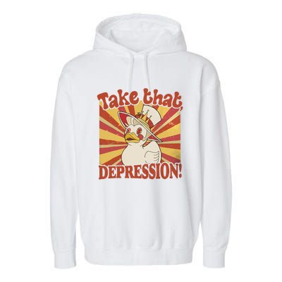 Take That Depression Duck Lucifer Duck Retro Vintage Garment-Dyed Fleece Hoodie