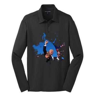 Triumphant Trump Defend Democracy Political Silk Touch Performance Long Sleeve Polo