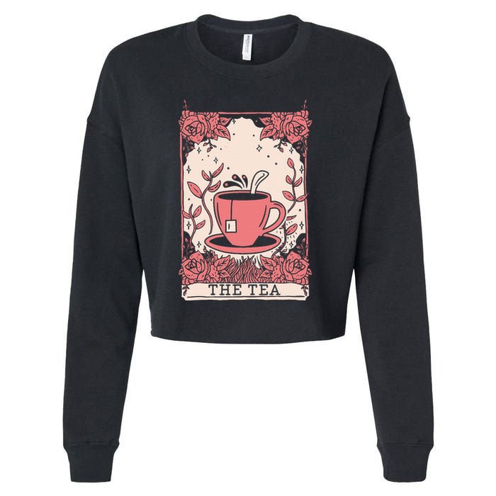 The Tea Drinker Tarot Card Reading Occult Cropped Pullover Crew