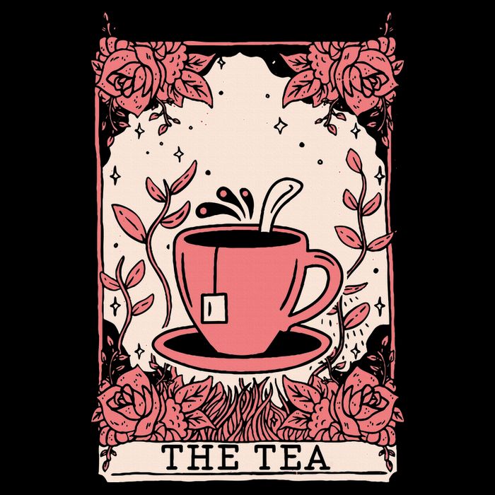 The Tea Drinker Tarot Card Reading Occult Cropped Pullover Crew